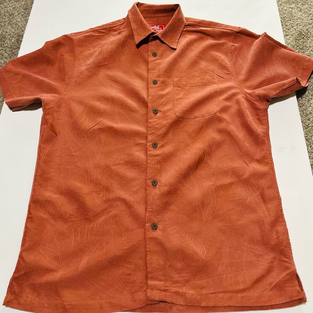 Men's Casual Rust Button Down Shirt